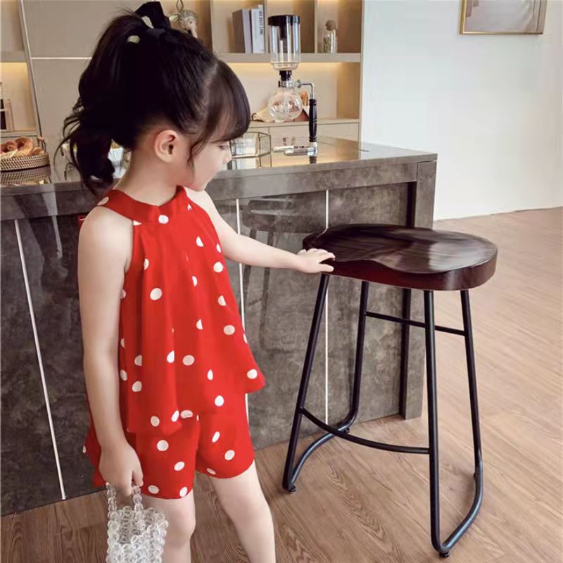 2022 summer new girls' summer clothes women's treasure foreign style sleeveless two-piece Pullover skirt middle children's suit princess skirt