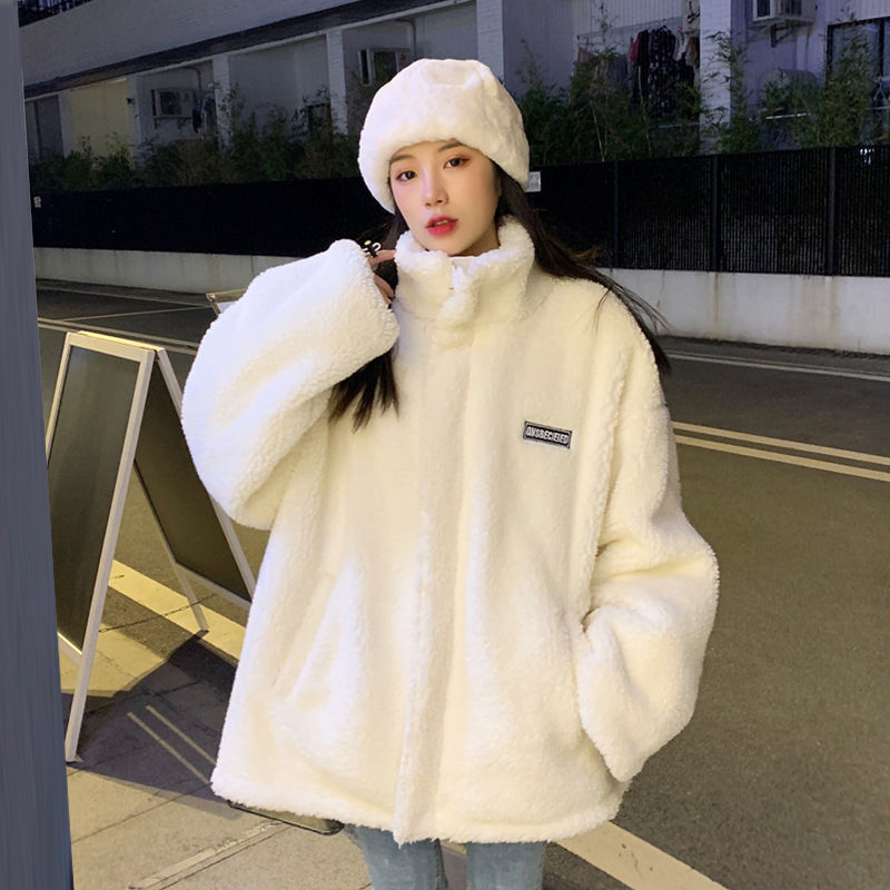 400g cashmere and plush thickened coat for women in autumn and winter