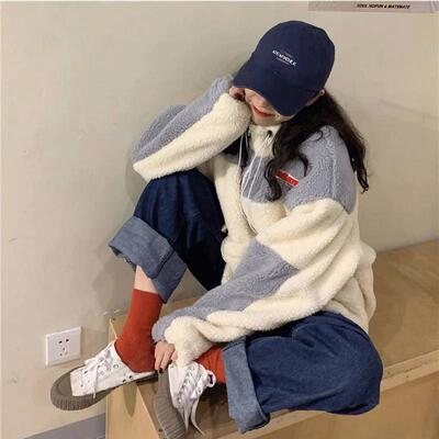 Versatile loose imitation lamb velvet jacket women's winter new Korean style thickened student tops women