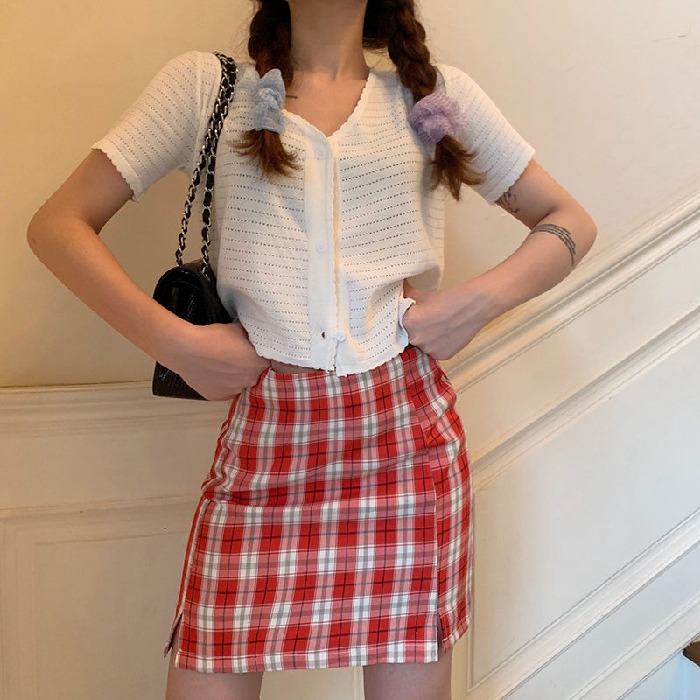 Spring / summer  net Hong Kong Style mini skirt loose high waist slim Hip Wrap Skirt A-shaped fairy short skirt