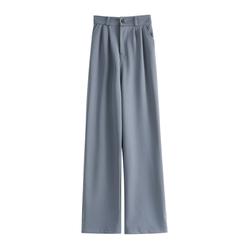 Shrimp skin hot selling grey suit pants women's spring and autumn small loose casual pants high waist straight tube hanging feeling trousers floor dragging wide leg pants