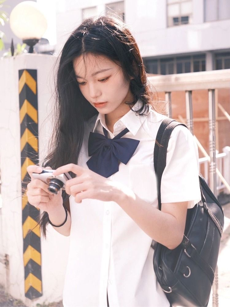 jk白衬衫女夏基础款短袖百搭气质上衣日系学院风学生校服班服衬衣