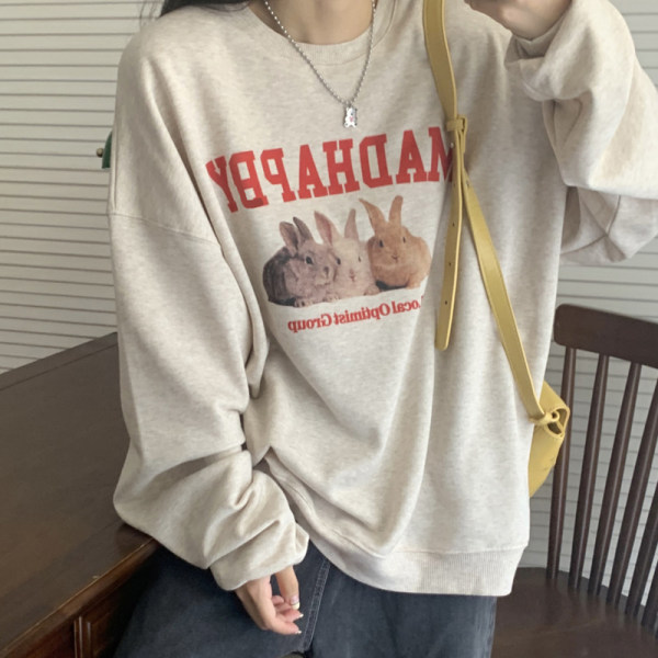 Round neck sweater female student Korean loose coat