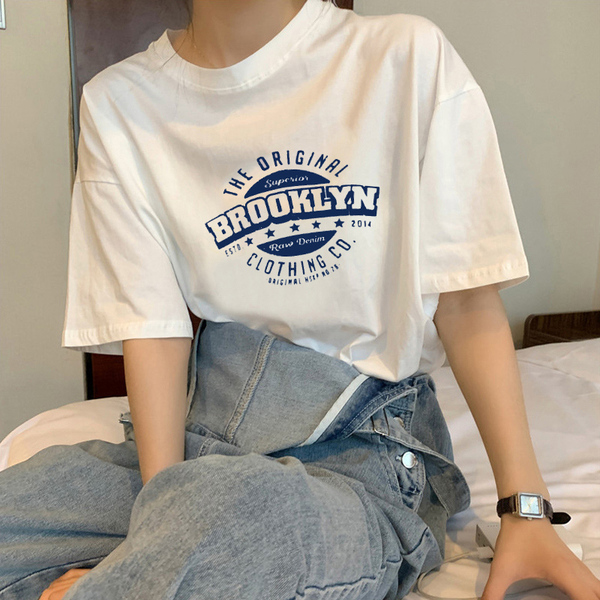 6535 cotton BF style short sleeve t-shirt female Korean student printed loose top fashion