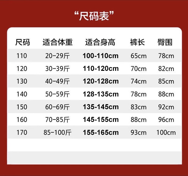 童裤尺码22一25图片