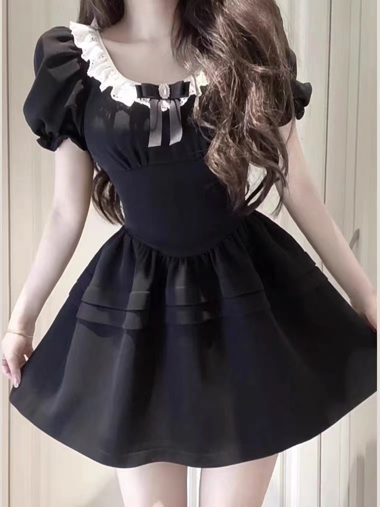 袖长短裙:裙长单件:组合形式优雅:风格a字裙:款式s m l xl:尺码黑色