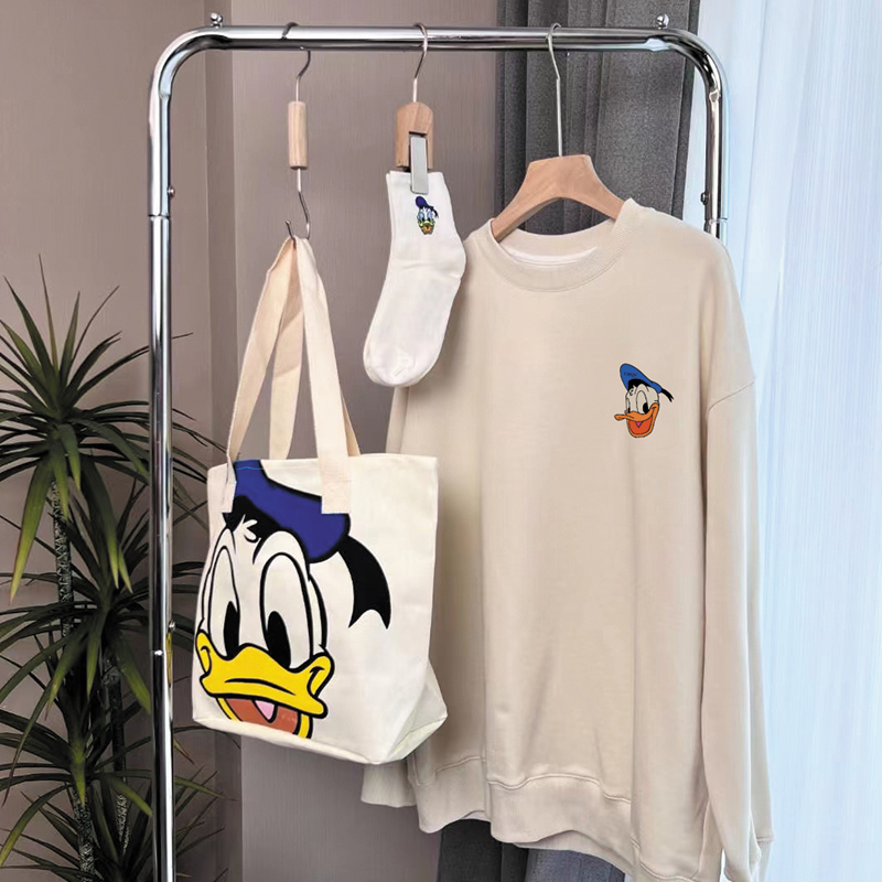 Exclusively for Tmall [Chinese cotton composite silver fox velvet] new Donald Duck printed round neck sweatshirt trendy