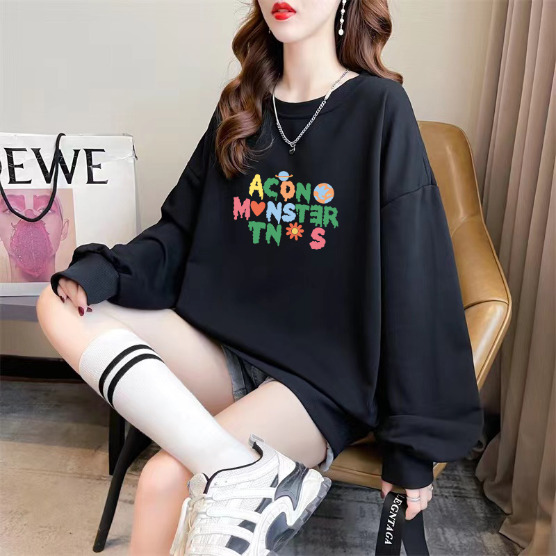 Official photo exclusively for Tmall [Chinese cotton composite silver fox velvet] autumn and winter personalized letter round neck sweatshirt