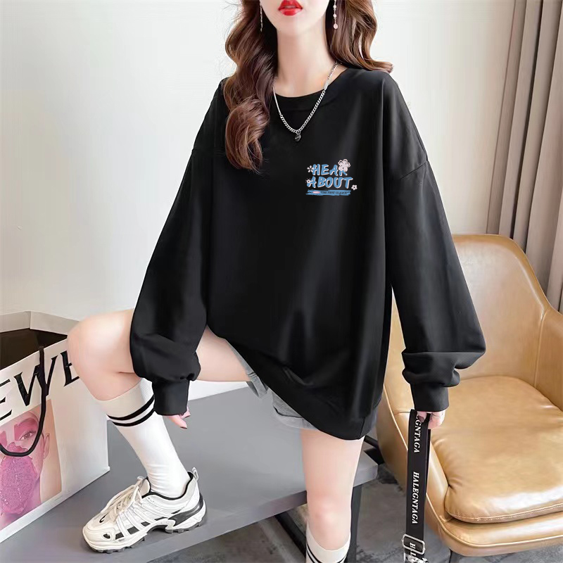 Official photo exclusively for Tmall [Chinese cotton composite silver fox velvet] autumn and winter flower letter printed sweatshirt