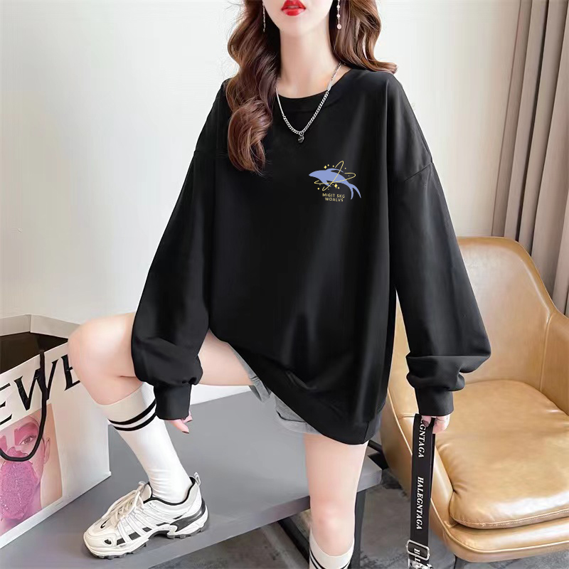 Official photo exclusively for Tmall [Chinese Cotton Composite Silver Fox Velvet] Autumn and Winter Creative Printed Round Neck Sweatshirt