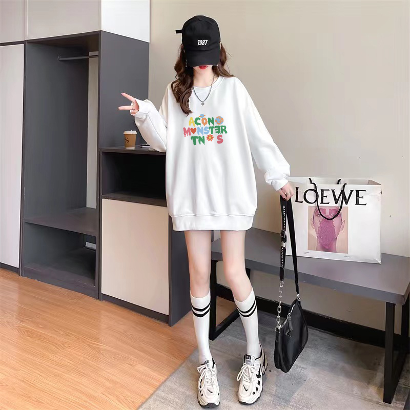 Official photo exclusively for Tmall [Chinese cotton composite silver fox velvet] autumn and winter personalized letter round neck sweatshirt