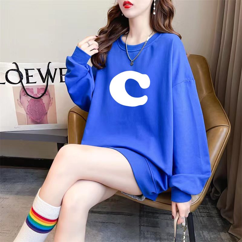 Exclusively for Tmall [Chinese Cotton Composite Silver Fox Velvet] Autumn and Winter New Letter Printed Round Neck Sweatshirt