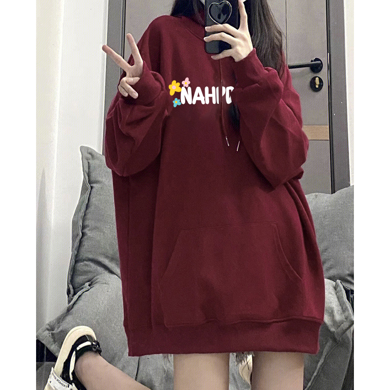 Official photo exclusively for Tmall [Chinese cotton composite silver fox velvet] autumn and winter small flower letter hooded sweatshirt