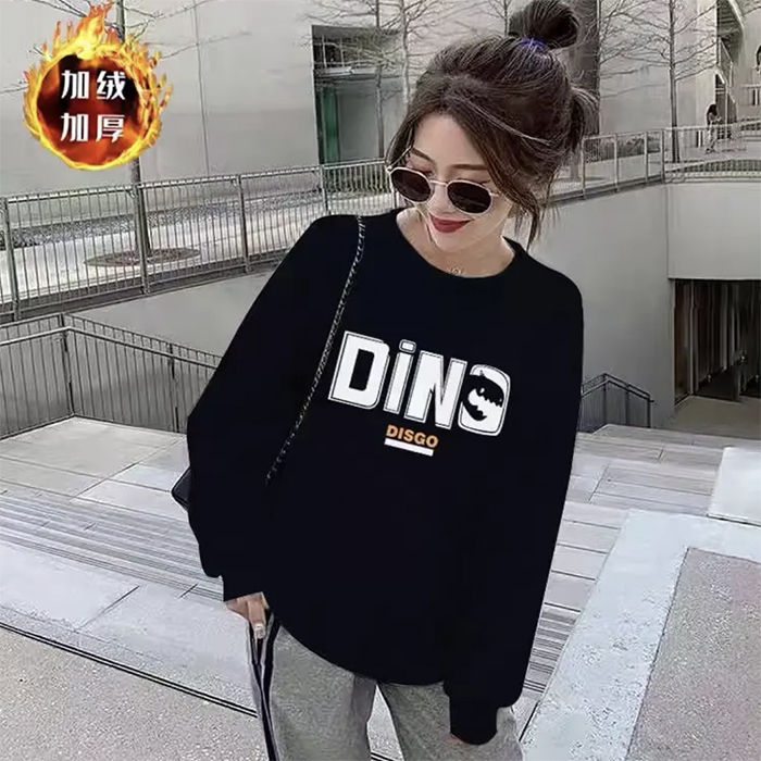 Official photo exclusively for Tmall [Chinese Cotton Composite Silver Fox Velvet] New Creative Alphabet Round Neck Sweatshirt