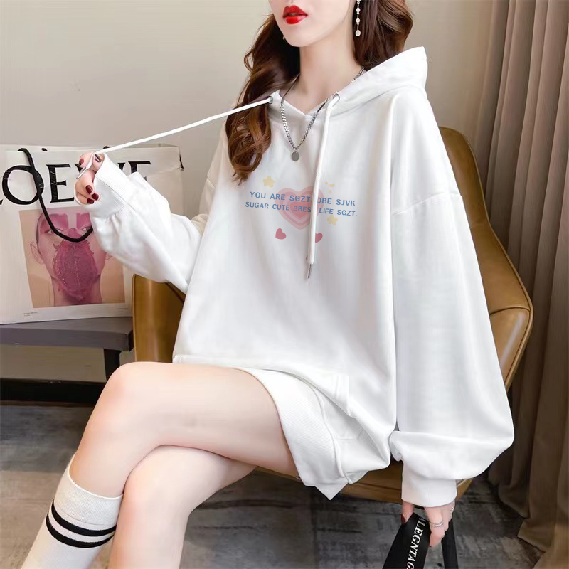 Official photo exclusively for Tmall [Chinese cotton composite silver fox velvet] autumn and winter creative love printed sweatshirt