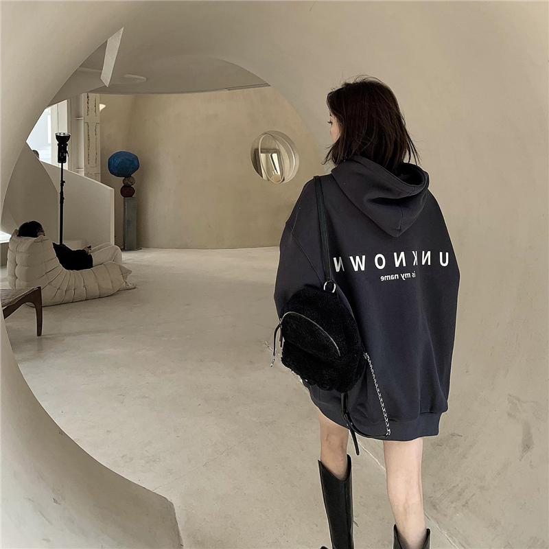 Official photo exclusively for Tmall [Chinese cotton composite silver fox velvet] autumn and winter trendy brand letter hooded sweatshirt