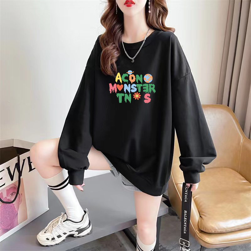 Official photo exclusively for Tmall [Chinese cotton composite silver fox velvet] autumn and winter personalized letter round neck sweatshirt