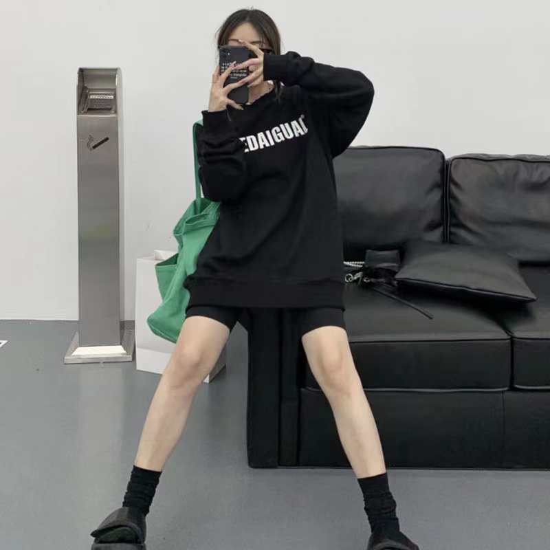 Official photo exclusively for Tmall [Chinese cotton composite silver fox velvet] autumn and winter new letter loose sweatshirt