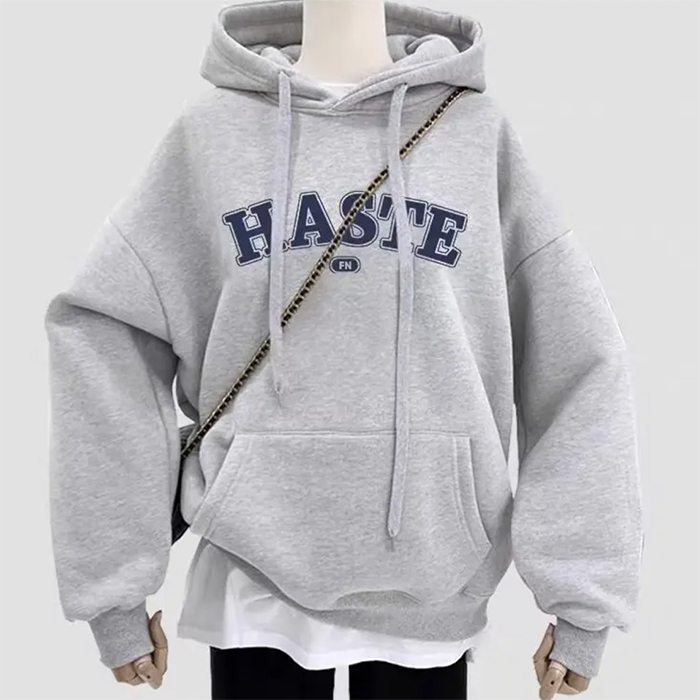 Official picture exclusively for Tmall [Chinese Cotton Composite Silver Fox Velvet] Autumn and Winter Letter Printed Hooded Sweatshirt