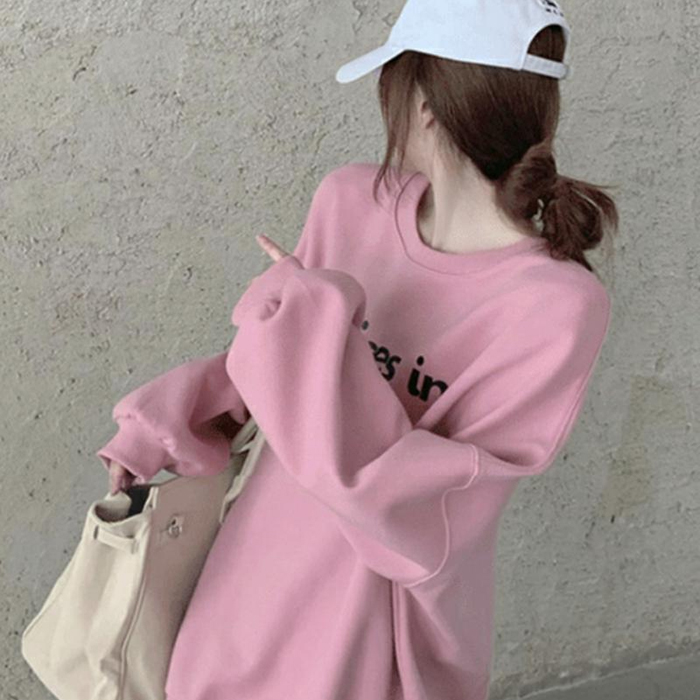 Official Photo [Exclusively for Tmall] Chinese Cotton Composite Silver Fox Velvet Autumn and Winter Letter Printed Round Neck Sweatshirt