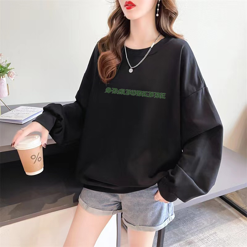 Official photo exclusively for Tmall [Chinese Cotton Composite Silver Fox Velvet] New Creative Alphabet Round Neck Sweatshirt