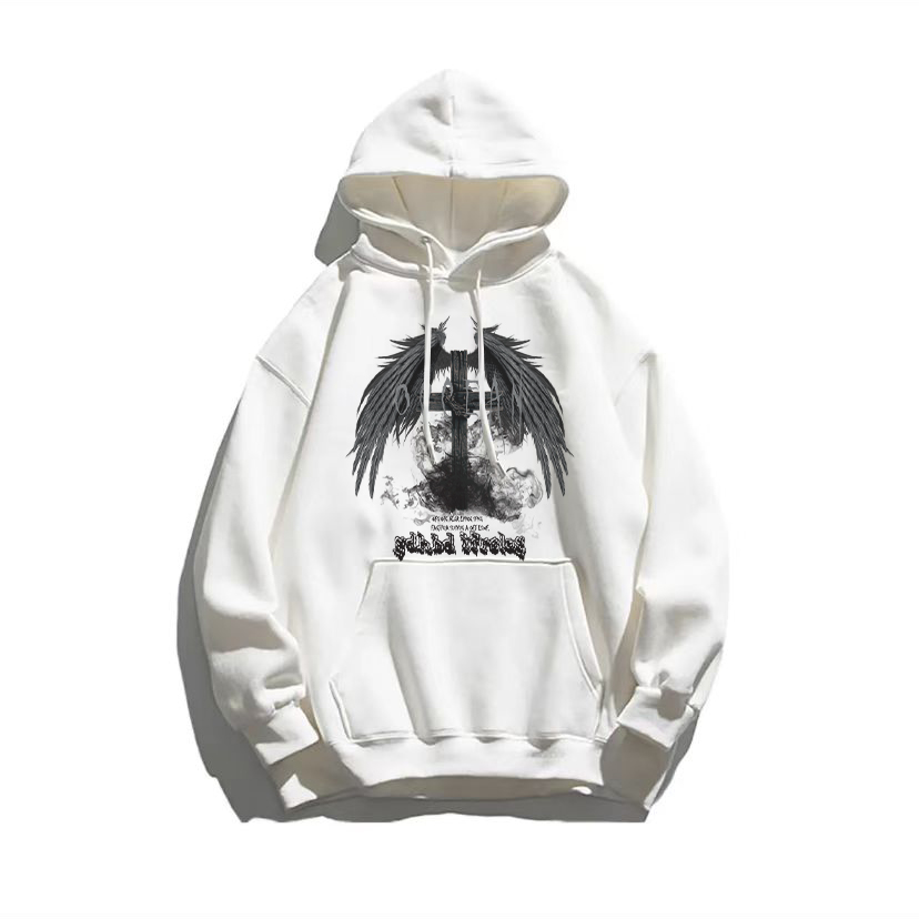 Official photo exclusively for Tmall [Chinese Cotton Composite Silver Fox Velvet] Trendy Brand Personalized Printed Hooded Sweatshirt