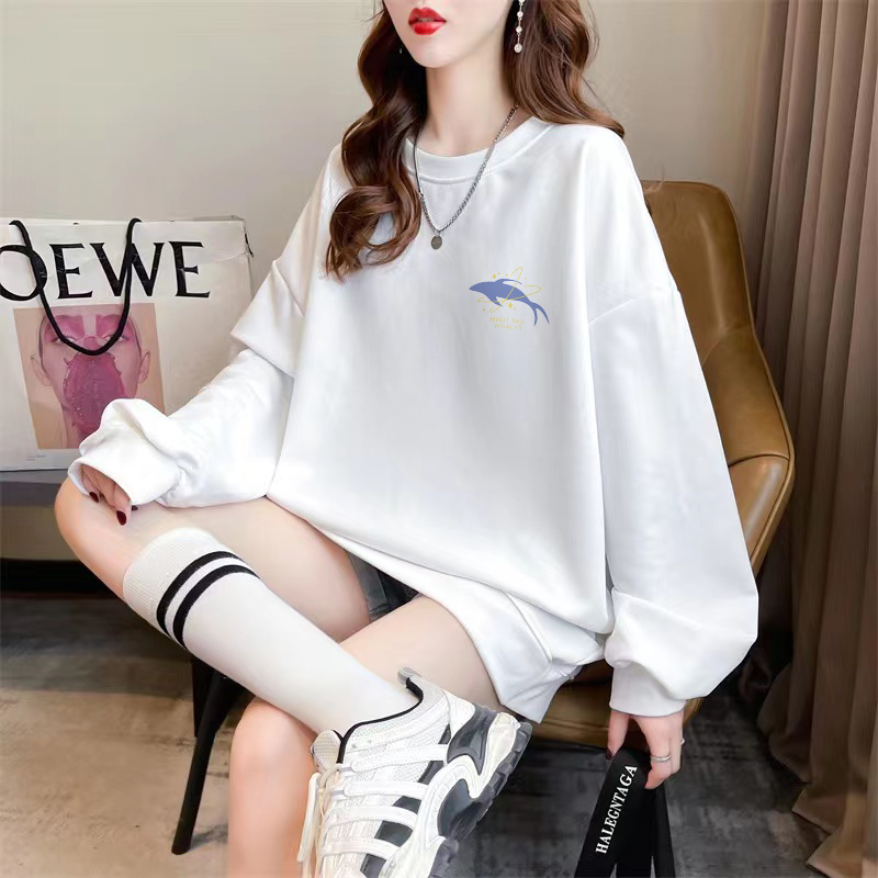 Official photo exclusively for Tmall [Chinese Cotton Composite Silver Fox Velvet] Autumn and Winter Creative Printed Round Neck Sweatshirt