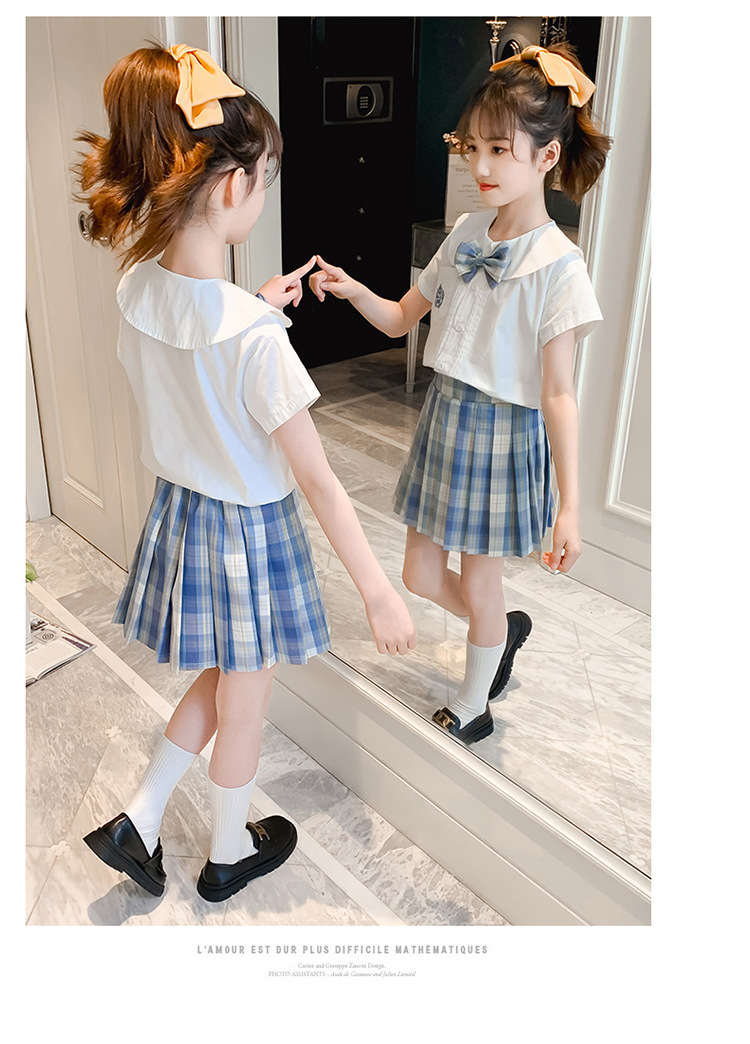 Original quality girls JK uniform skirt set short sleeved summer skirt school uniform college style shirt girls pleated skirt