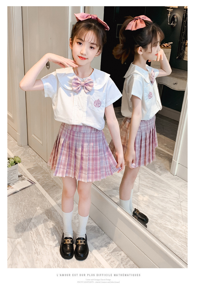 Original quality girls JK uniform skirt set short sleeved summer skirt school uniform college style shirt girls pleated skirt