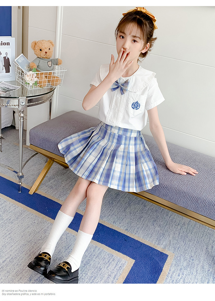 Original quality girls JK uniform skirt set short sleeved summer skirt school uniform college style shirt girls pleated skirt