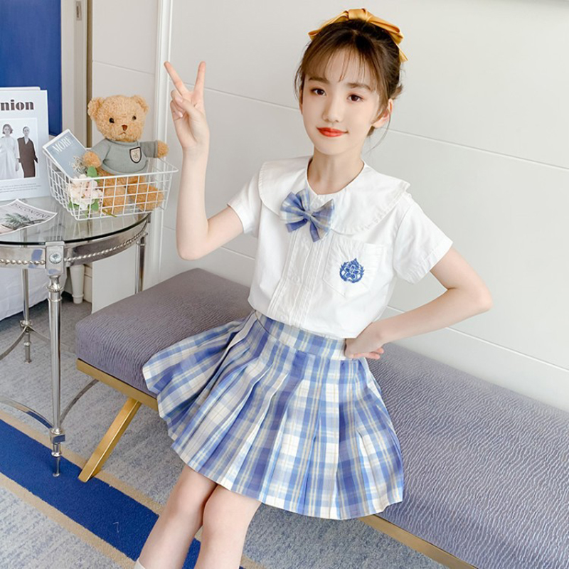 Original quality girls JK uniform skirt set short sleeved summer skirt school uniform college style shirt girls pleated skirt