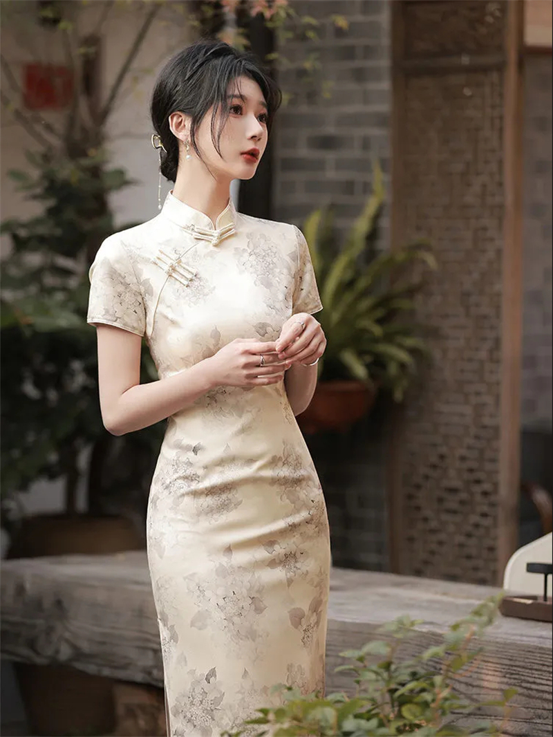 时尚新中式复古风旗袍连衣裙女夏季新款设计感改良版长中裙子潮 