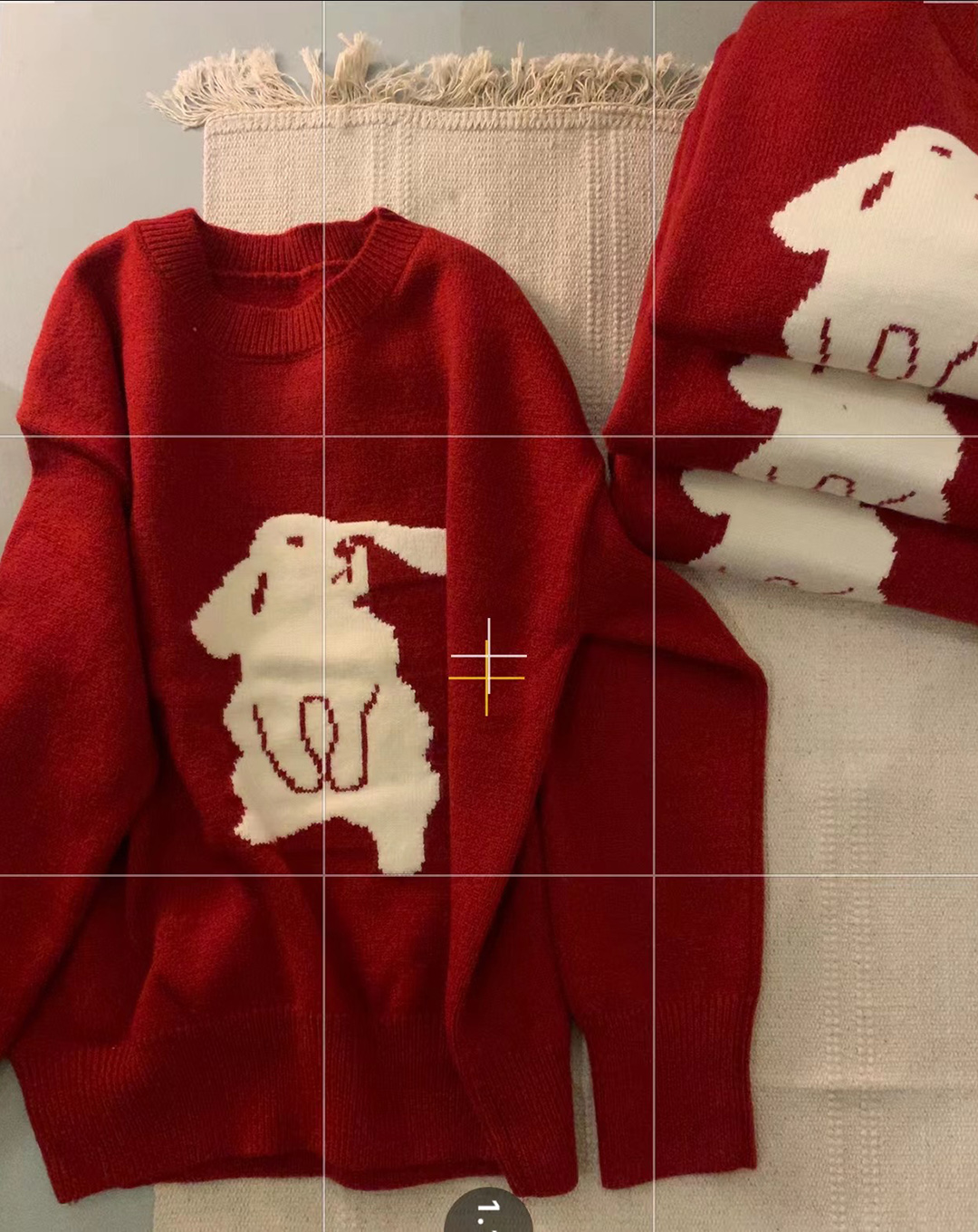 New Year and Christmas Rabbit Zodiac Year Cherry Red Sweater Women's Autumn and Winter Atmosphere Pullover Bottoming Sweater