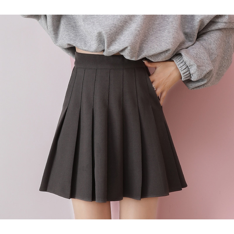 [Full Elasticity] [Thick Style] [Real Pockets] Pleated Skirt Women's Autumn and Winter Elastic High Waist Stretch Short Skirt A-Line Small People