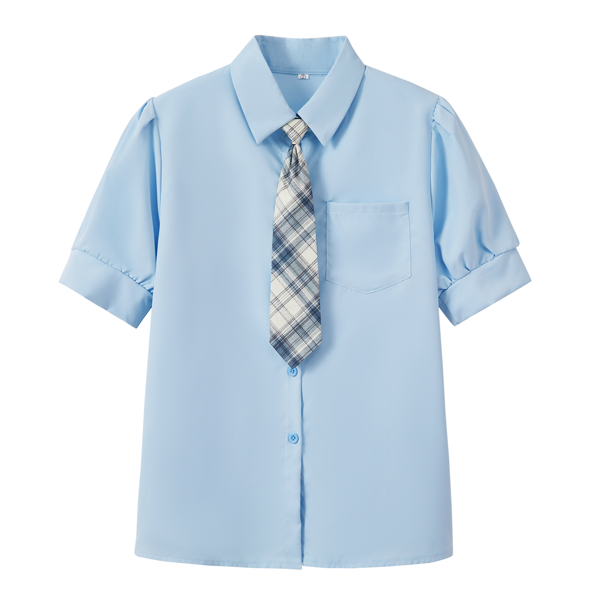 [Real shot] Age-reducing college Japanese girl light blue JK tie shirt short-sleeved shirt female summer fashion versatile