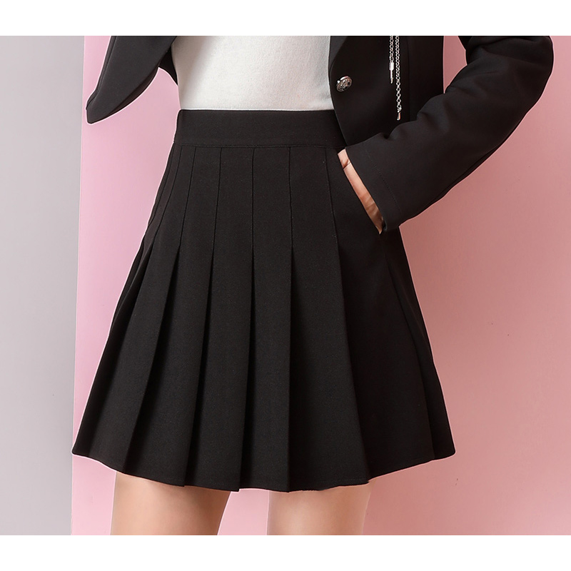 [Fully Elastic] [Thick Style] [Real Pockets] Pleated Skirt Women's Autumn and Winter Elastic High Waist Stretch Short Skirt A-Line Small People