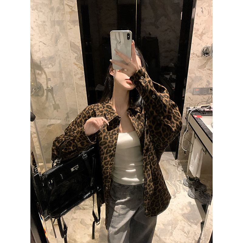 [Original fabric, good shape and feel] American leopard print jacket women's new autumn design cardigan top