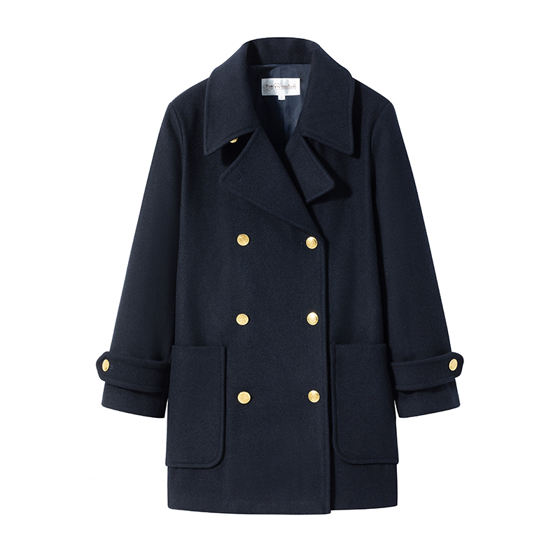 [With Perm] [Large Buttons] [360g] Winter Japanese College Style Woolen Jacket Women's JK Uniform Double-breasted Coat