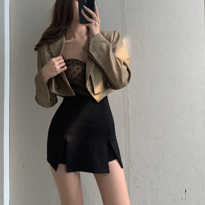 Half-length culottes for women, royal sister style, high waist, hip slit, A-line skirt, super shorts, sexy casual hot pants for hot girls in summer