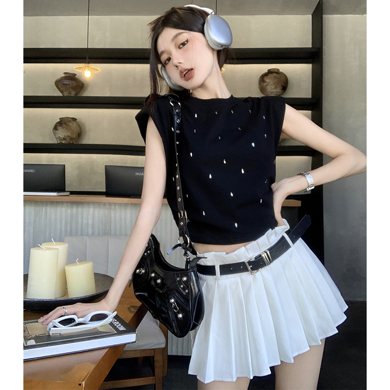 White ballet style skirt for women summer sexy culottes pleated skirt small hot girl high waist A-line skirt