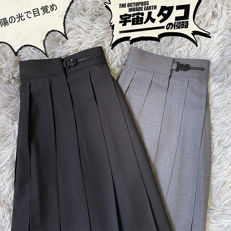 [Good quality] [High-end buckle] Uniform solid color pleated skirt Japanese skirt spring, summer, autumn and winter adjustable buckle skirt