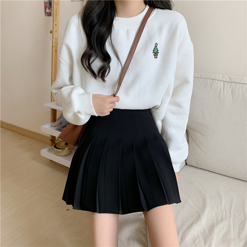 [Safety Pants + Elastic 6CM + Zipper] New College Style High Waist Slimming JK Pleated Skirt A-Line Skirt