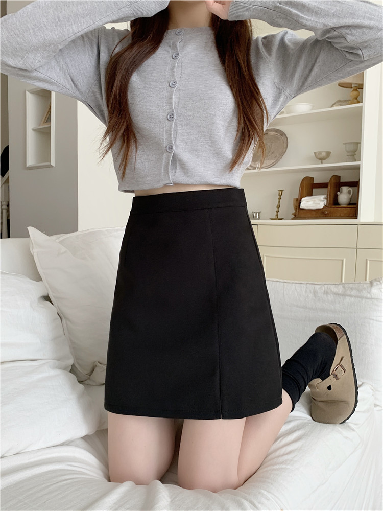 [High Quality Fabric] [450g] Autumn and Winter Woolen Skirt for Small Women with Slits to Cover Hips, One-Step A-Line Skirt High Waist