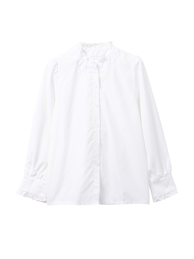 White lace collar shirt for women early autumn new style inner bottoming western style shirt petite pure long-sleeved top