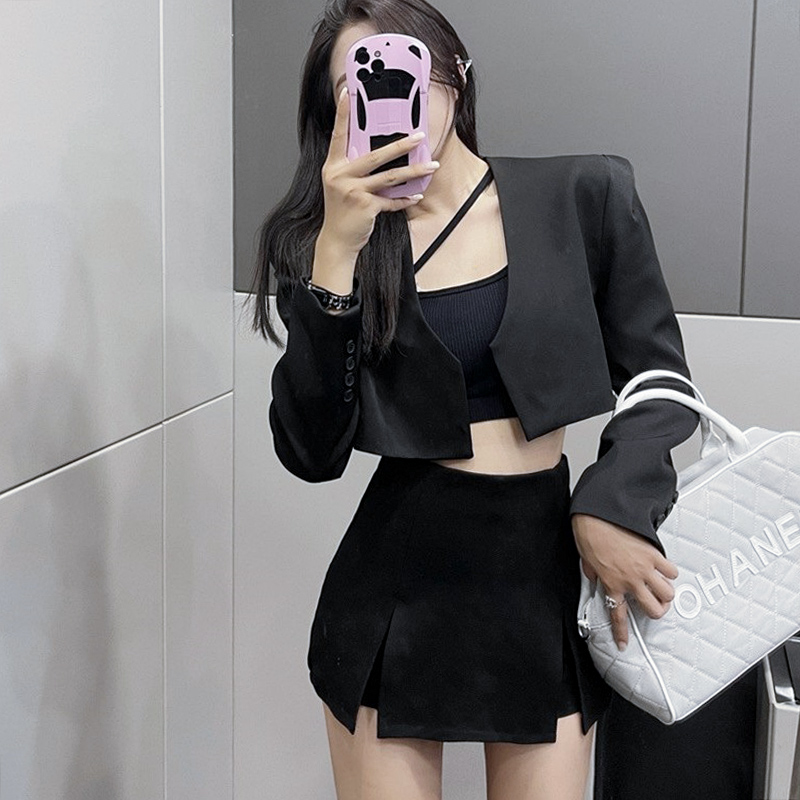 Skirt for women, black sexy hottie hip skirt, short slit, large size, high waist, slim skirt, summer and autumn skirt