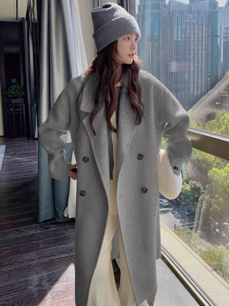 [With Perm] [Large Buttons] [360g] Woolen Coat Women's Autumn and Winter Premium Mid-Length Loose Woolen Coat