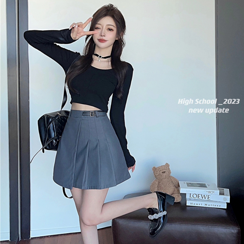 [Real shot] [Tmall quality] Summer and autumn hot girl pleated short skirt high waist slimming little black skirt half skirt women's clothing