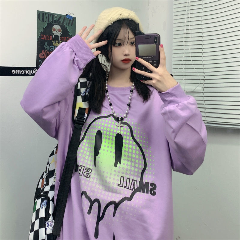 China-fashion women's long-sleeved T-shirt wearing spring and autumn hip-hop bottom shirt Korean version loose student shirt