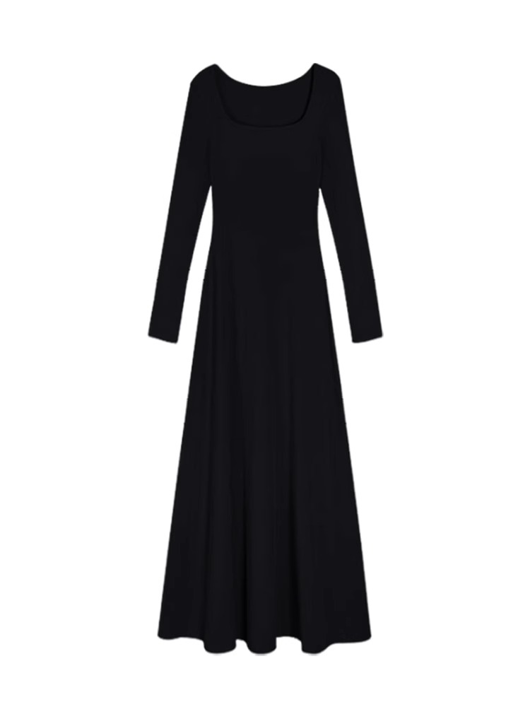 2024 early autumn new Korean style high-end black long-sleeved dress early autumn women's royal sister style slim long skirt