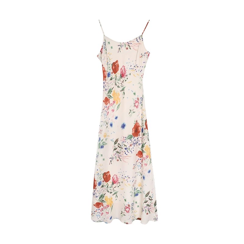 Sweet Chopper 2024 Summer Short Cardigan Sweet and Gentle Style Slim V-Neck Strap Floral Dress